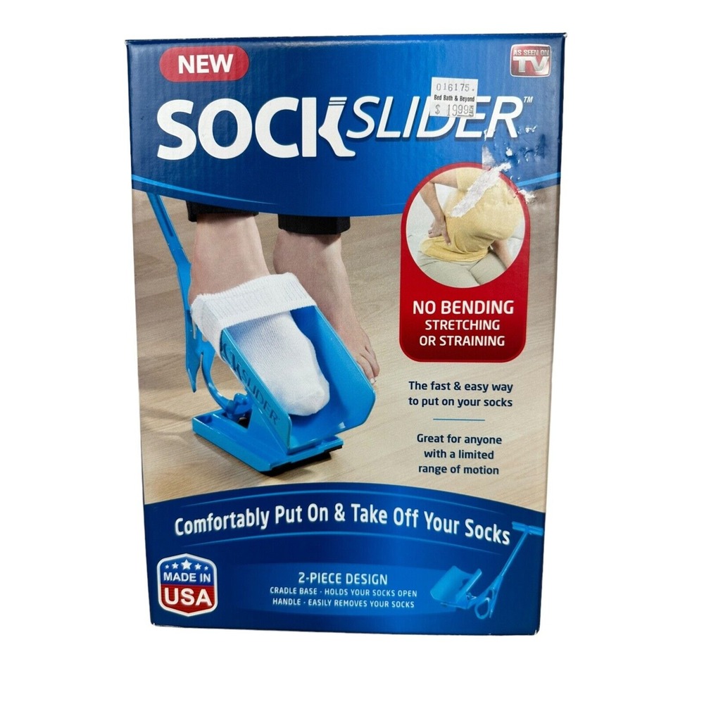Sock Slider The Easy on Easy off Sock Aid‎ Kit Shoehorn Blue_NEW!_AS SEEN ON TV